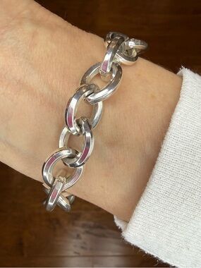 Chunky Sterling Silver Link Bracelet 925 Heavy Bold Luxe Style 48g